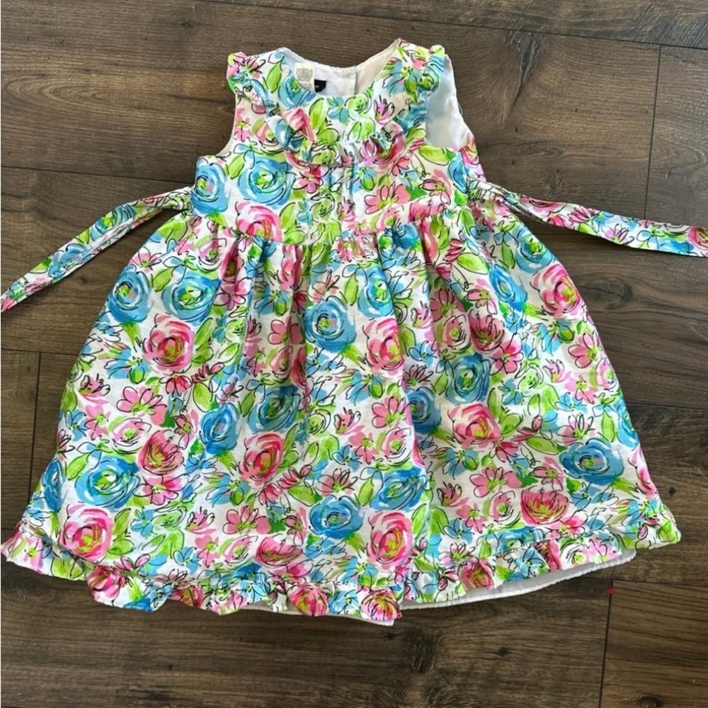 Holiday Editions Floral Cotton Sundress in Pink, Blue & Green
